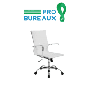 Chaise de bureau simili cuir blanc