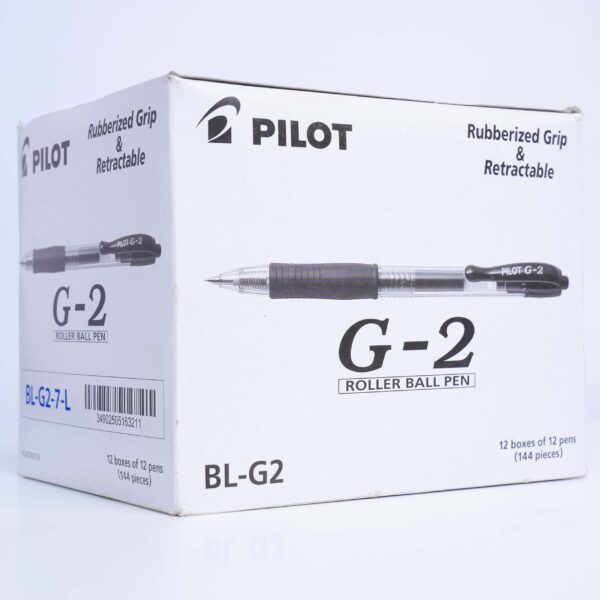 PILOT G-2 – Noir / Rouge / Bleu – Carton 12×12 (144 stylos)