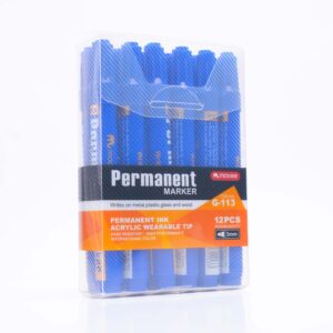 Marqueur permanent MOBEE 3 mm – Boîte de 12pcs (Bleu, Noir, Vert, Rouge)