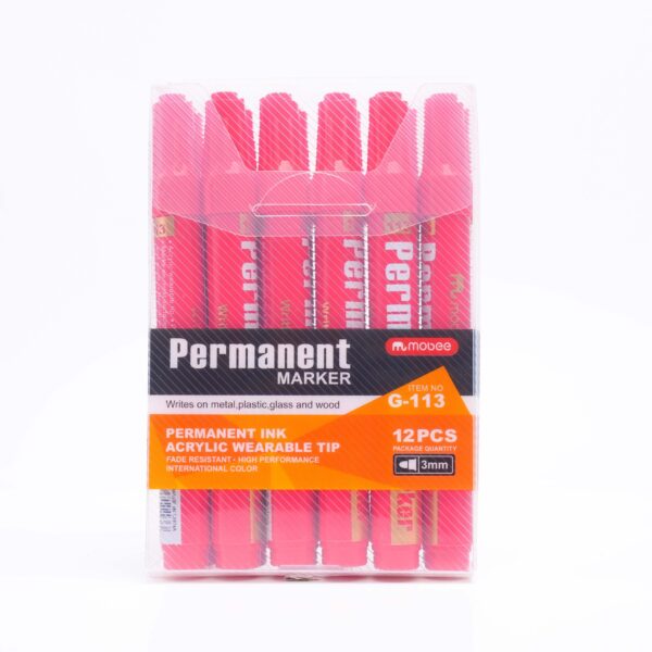 Marqueur permanent MOBEE 3 mm – Boîte de 12pcs (Bleu, Noir, Vert, Rouge)