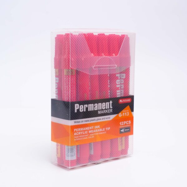 Marqueur permanent MOBEE 3 mm – Boîte de 12pcs (Bleu, Noir, Vert, Rouge)